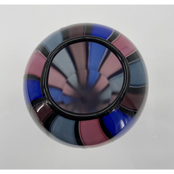 Isola Art Glass Vase Signed & Dated 97 Multicolor Stripe 14.5" Made In USA - Picture 6 of 9